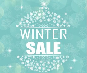 Snowflake christmas ball with winter sale background vector 01