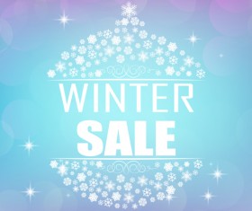 Snowflake christmas ball with winter sale background vector 02