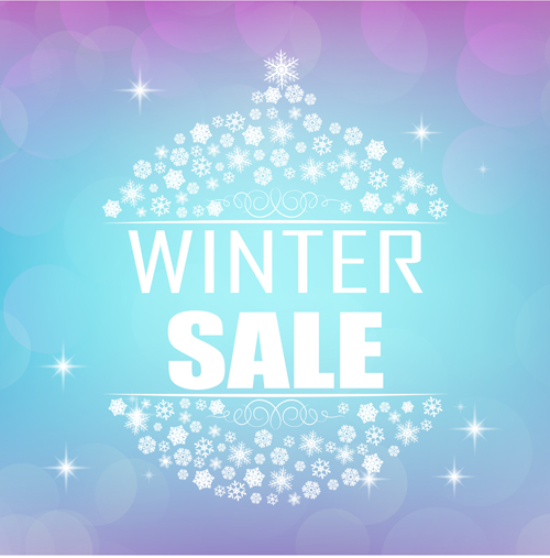 Snowflake christmas ball with winter sale background vector 02