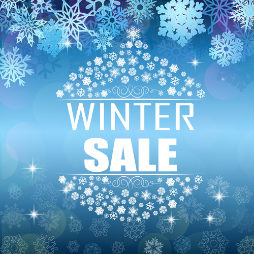 Snowflake christmas ball with winter sale background vector 03