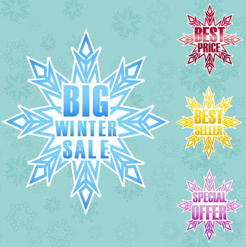 Snowflake with winter sale vector material 01