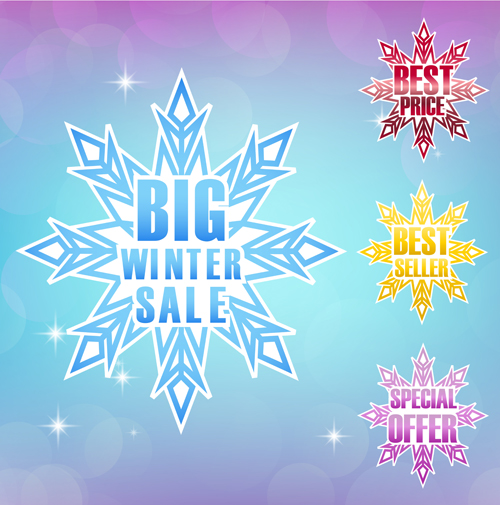 Snowflake with winter sale vector material 02