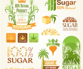 Sugar labels with logos vector material 01