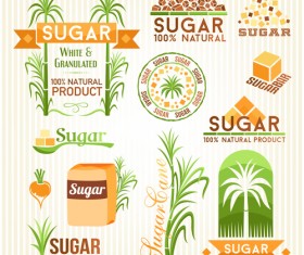 Sugar labels with logos vector material 02
