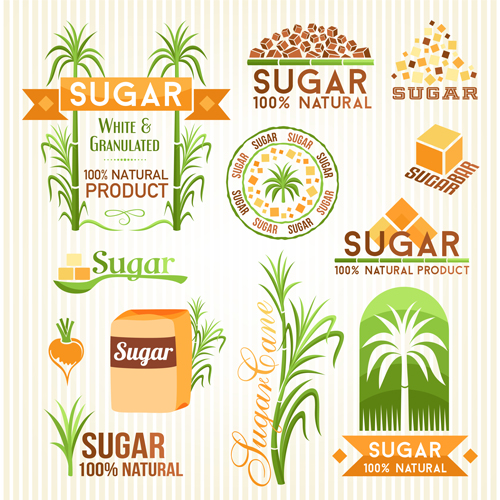 Sugar labels with logos vector material 02