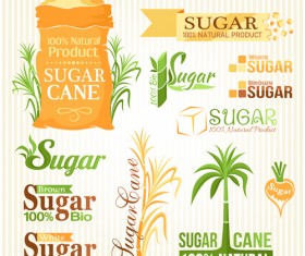 Sugar labels with logos vector material 03