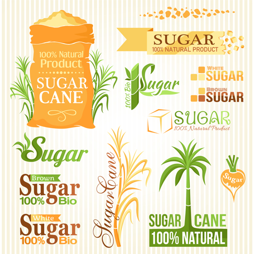 Sugar labels with logos vector material 03