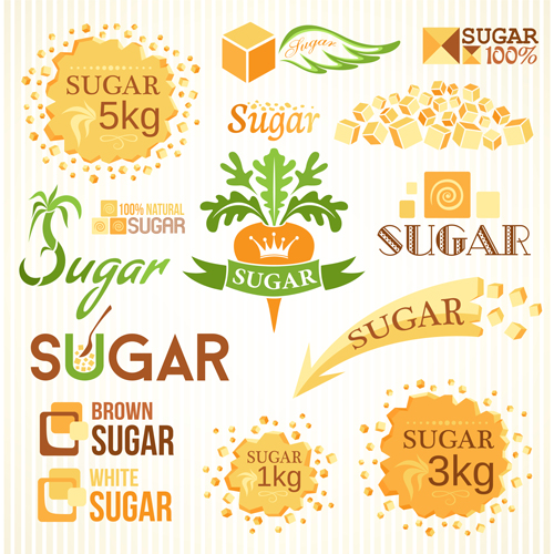 Sugar labels with logos vector material 05