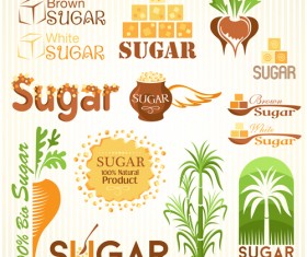 Sugar labels with logos vector material 06