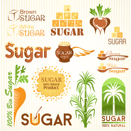 Sugar labels with logos vector material 06
