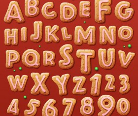 Sweet biscuit alphabet with numbers vector 01