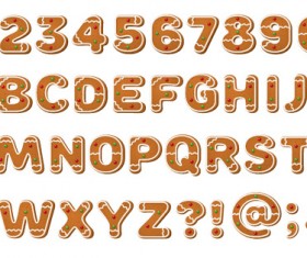 Sweet biscuit alphabet with numbers vector 02