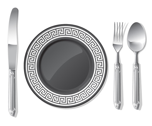 Tableware with empty plate vector 01