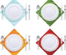 Tableware with empty plate vector 02