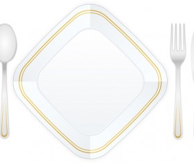 Tableware with empty plate vector 03