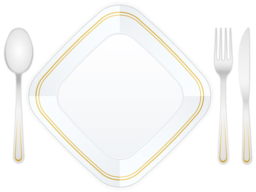 Tableware with empty plate vector 03