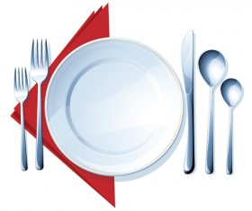 Tableware with empty plate vector 04
