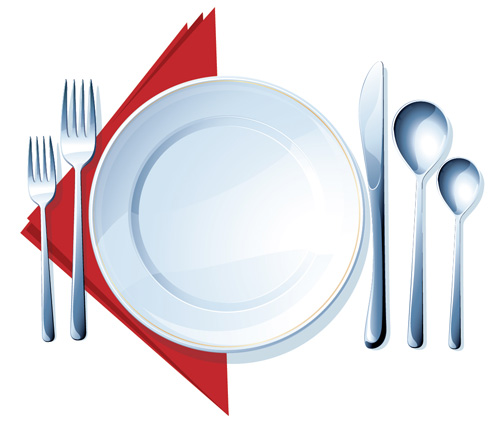 Tableware with empty plate vector 04