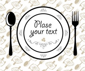Tableware with empty plate vector 05