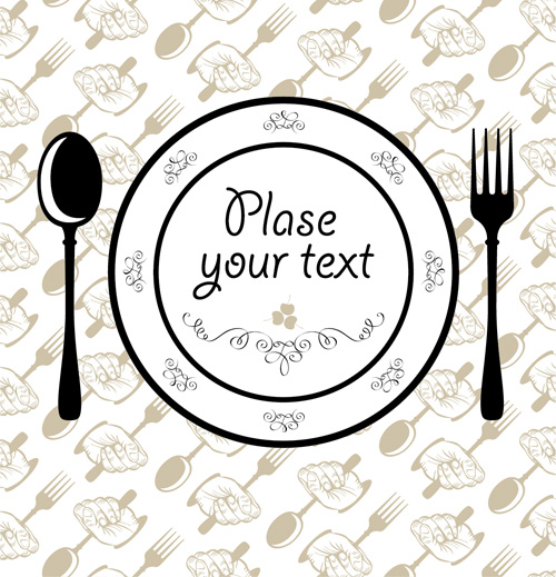 Tableware with empty plate vector 05