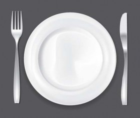 Tableware with empty plate vector 06
