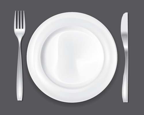Tableware with empty plate vector 06