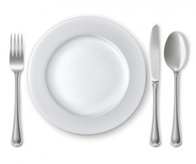 Tableware with empty plate vector 08
