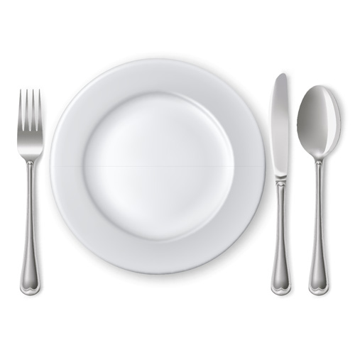 Tableware with empty plate vector 08