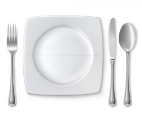 Tableware with empty plate vector 09