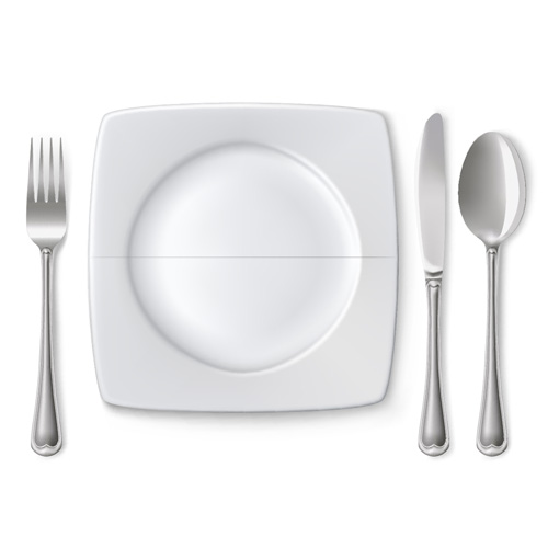 Tableware with empty plate vector 09