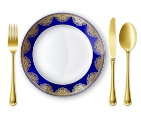 Tableware with empty plate vector 10