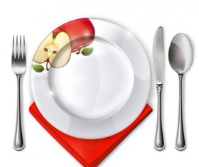 Tableware with empty plate vector 12