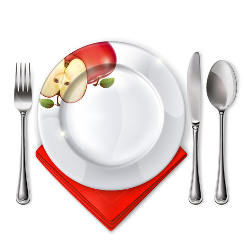 Tableware with empty plate vector 12