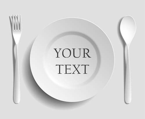 Tableware with empty plate vector 13