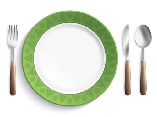 Tableware with empty plate vector 14