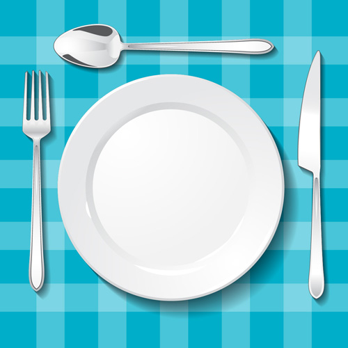 Tableware with empty plate vector 15