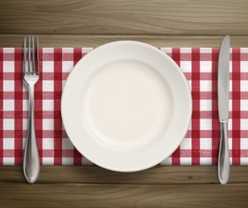 Tableware with empty plate vector 16