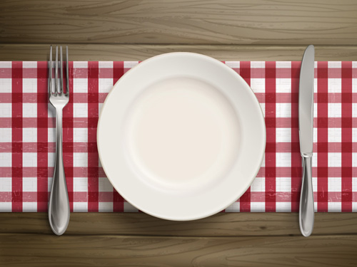 Tableware with empty plate vector 16