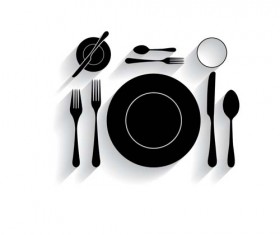 Tableware with empty plate vector 17
