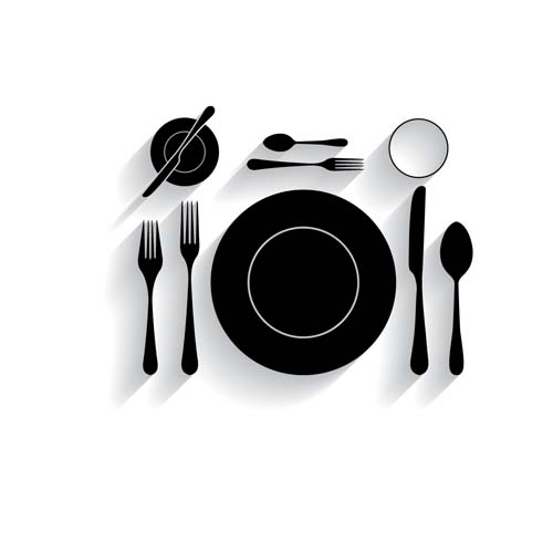 Tableware with empty plate vector 17
