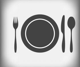 Tableware with empty plate vector 18