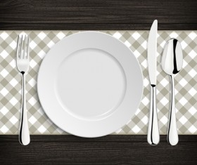Tableware with empty plate vector 19