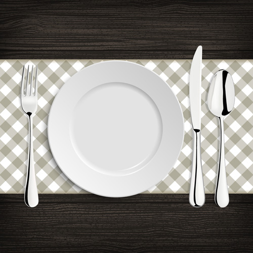 Tableware with empty plate vector 19