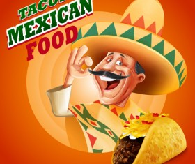 Tacos mexican food poster vintage vector