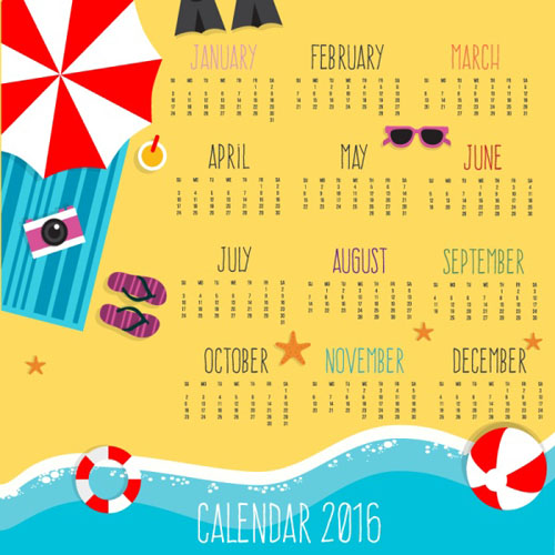Teach style 2016 calendar vector