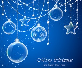 Transparent christmas balls with blue background vector