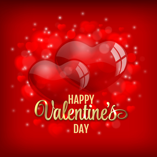 Transparent heart with Valentine background vector 02