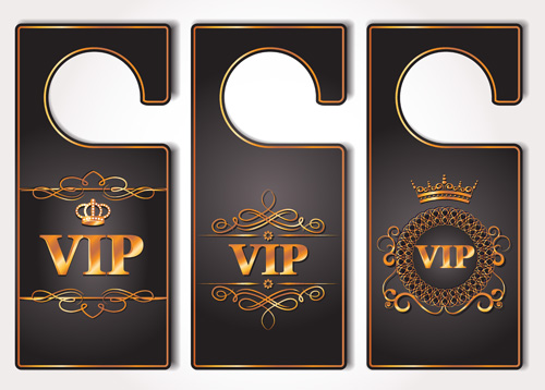 VIP gold door tags vector material