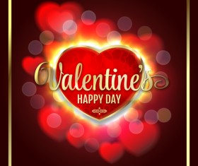 Valentine card with gold frame vector