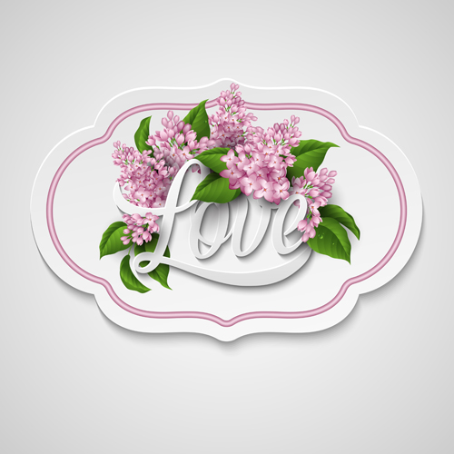 Valentine day card with pink flower vector 03